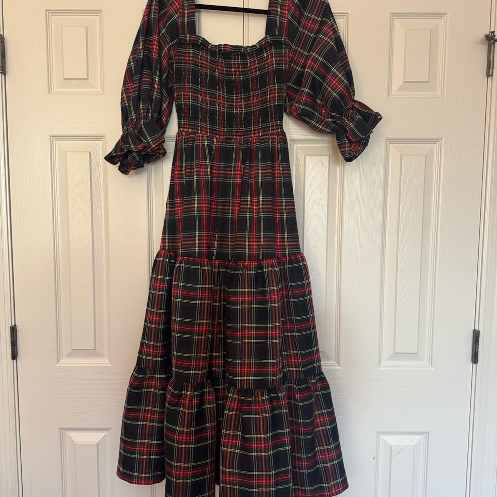 Aura Red and Green Plaid Long Sleeve Dress